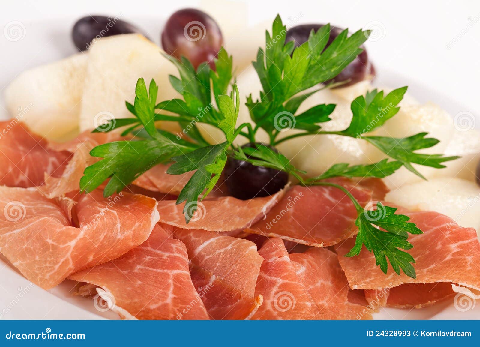 Smoked Meat Beef Slices with and Vine Pieces Stock Image Image of