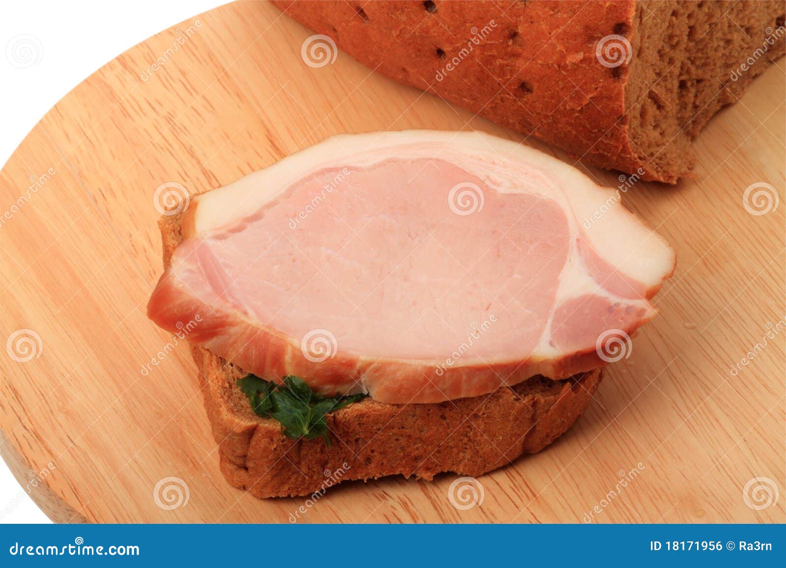Smoked meat with rye bread stock photo. Image of horizontal 18171956
