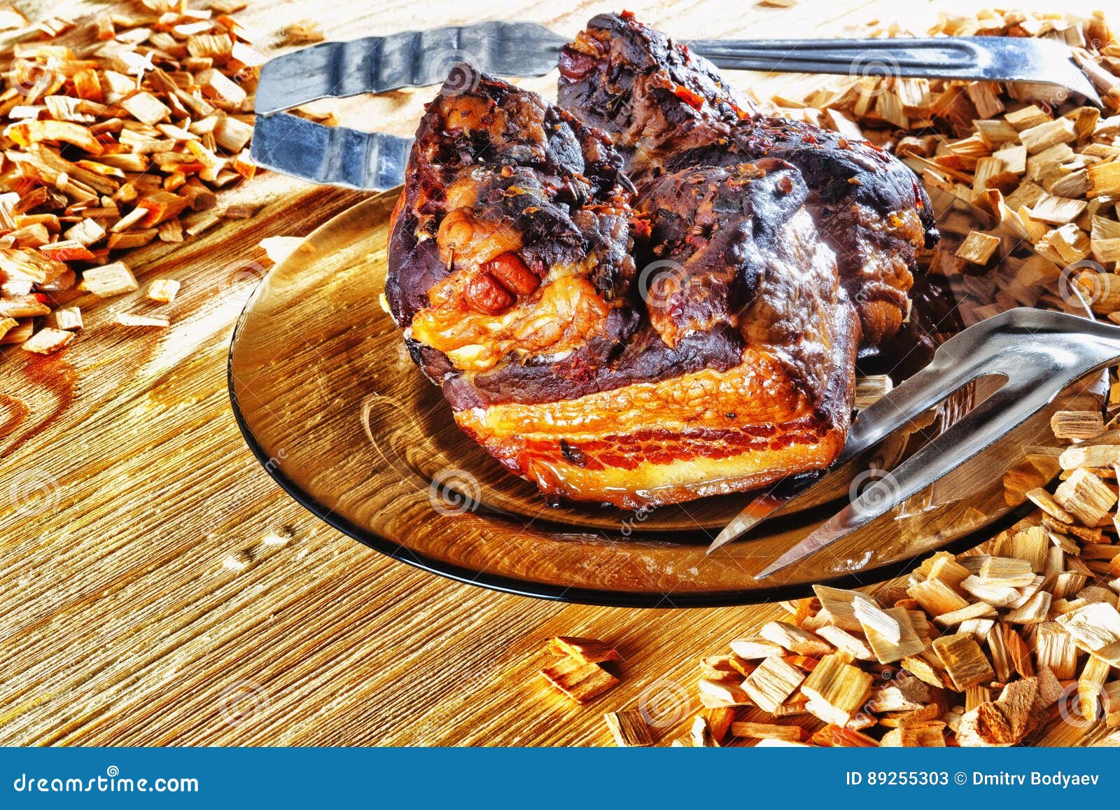 Smoked Meat and Wood Chips and Chips Stock Image Image of protein