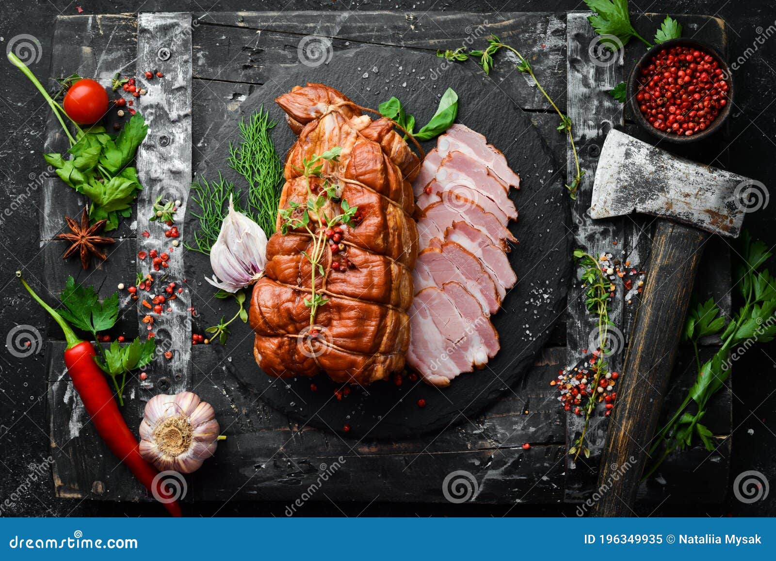 Smoked Pork Ham. Roast Meat. Top View Stock Image Image of pork