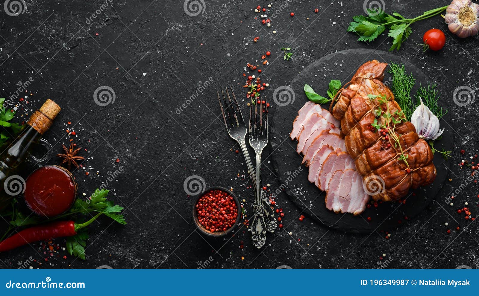 Smoked Pork Ham. Roast Meat. Top View Stock Image Image of organic