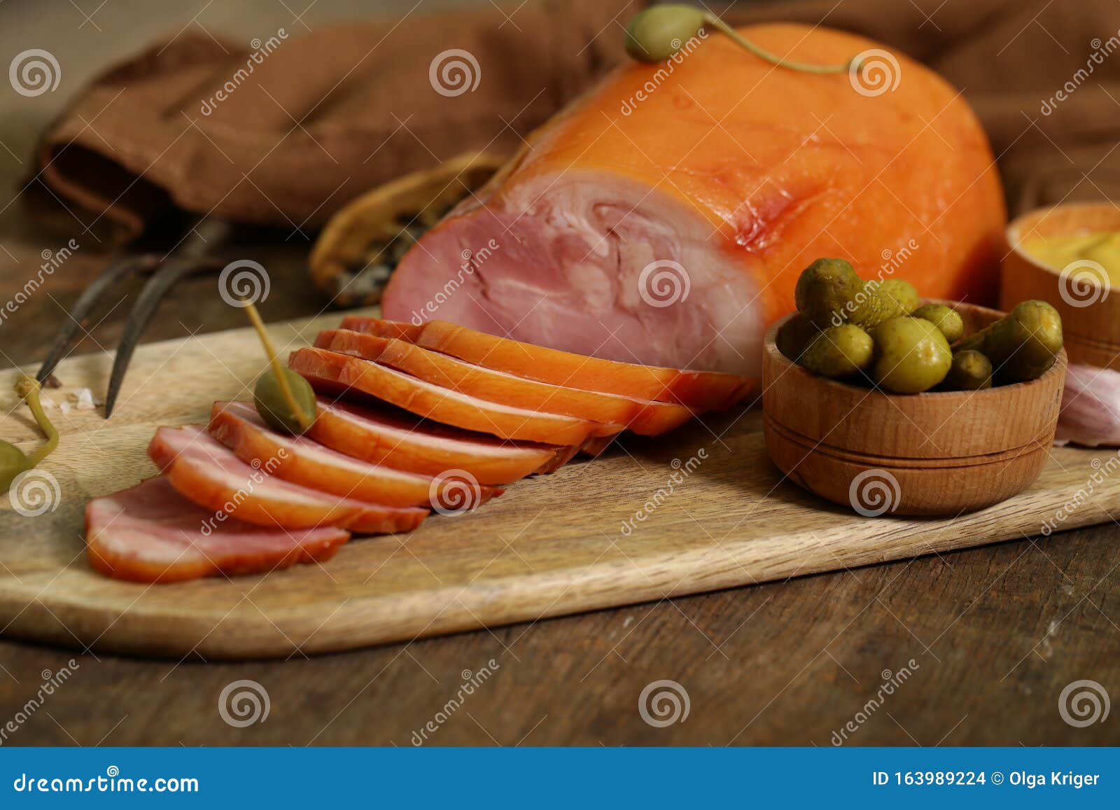 Smoked pork knuckle meat stock photo. Image of barbecue 163989224