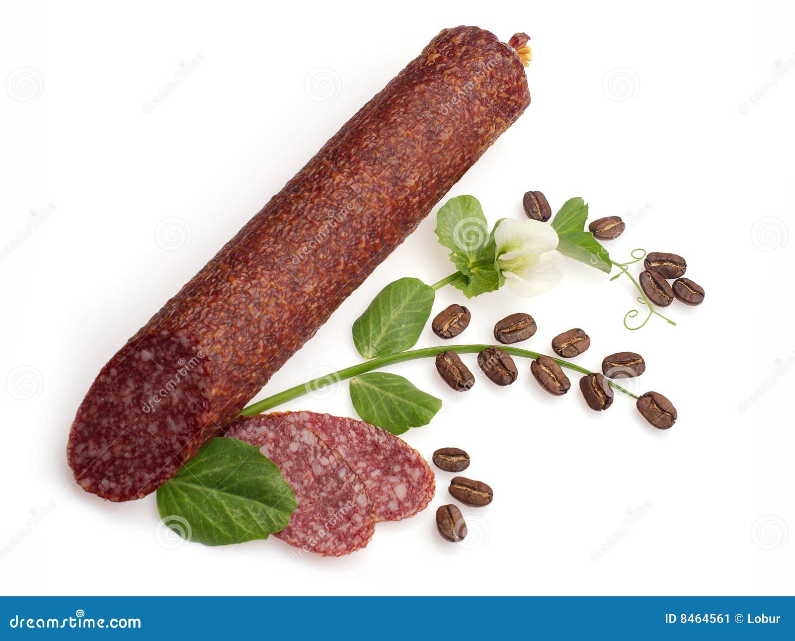 Smoked Salami Decorated with Flowers and Coffee... Stock Image Image