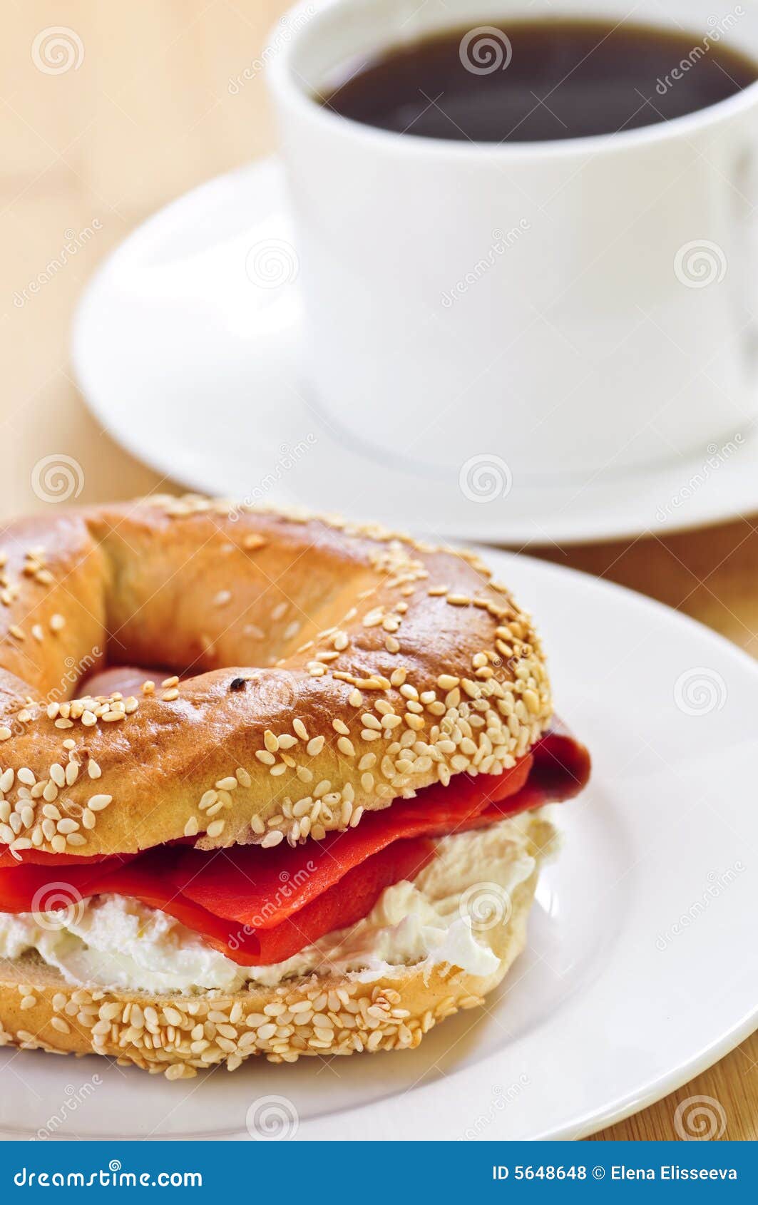 Smoked Salmon Bagel and Coffee Stock Photo Image of freshly, fish