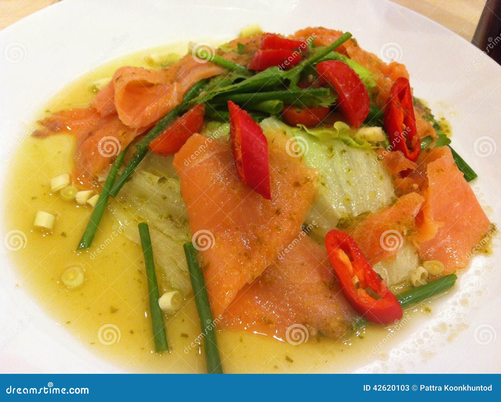 Smoked Salom Marinated in Spicy Fish Sauce Stock Image Image of spicy, smoked 42620103