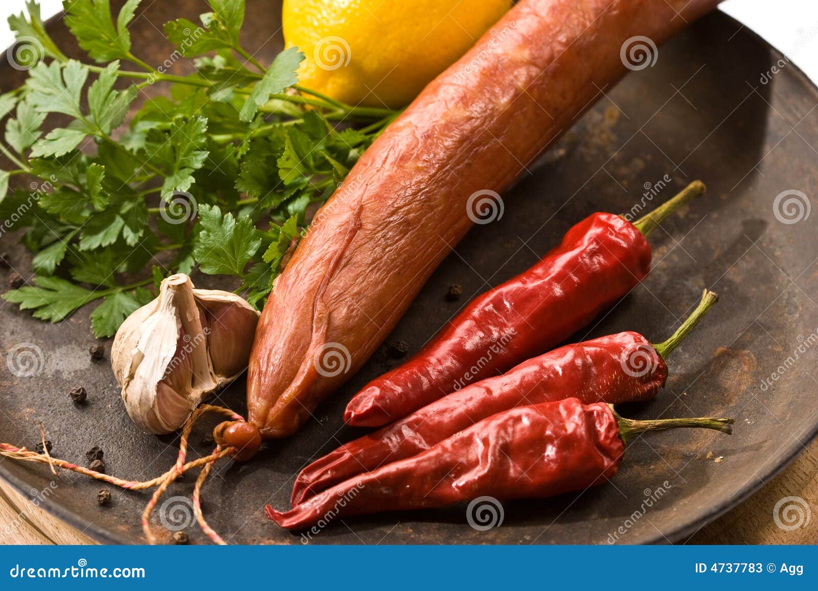 Smoked sausage stock image. Image of stuff, parsley, delicious 4737783