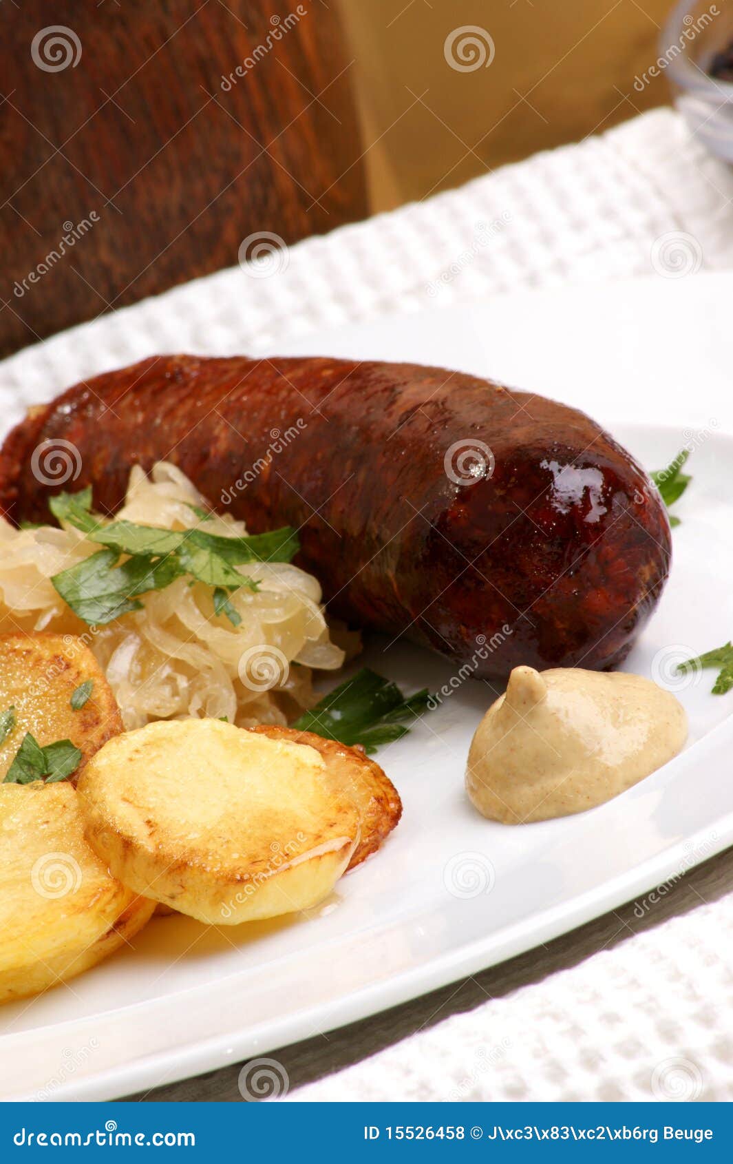 Smoked Sausage with Sauerkraut and Potato Stock Photo Image of potato