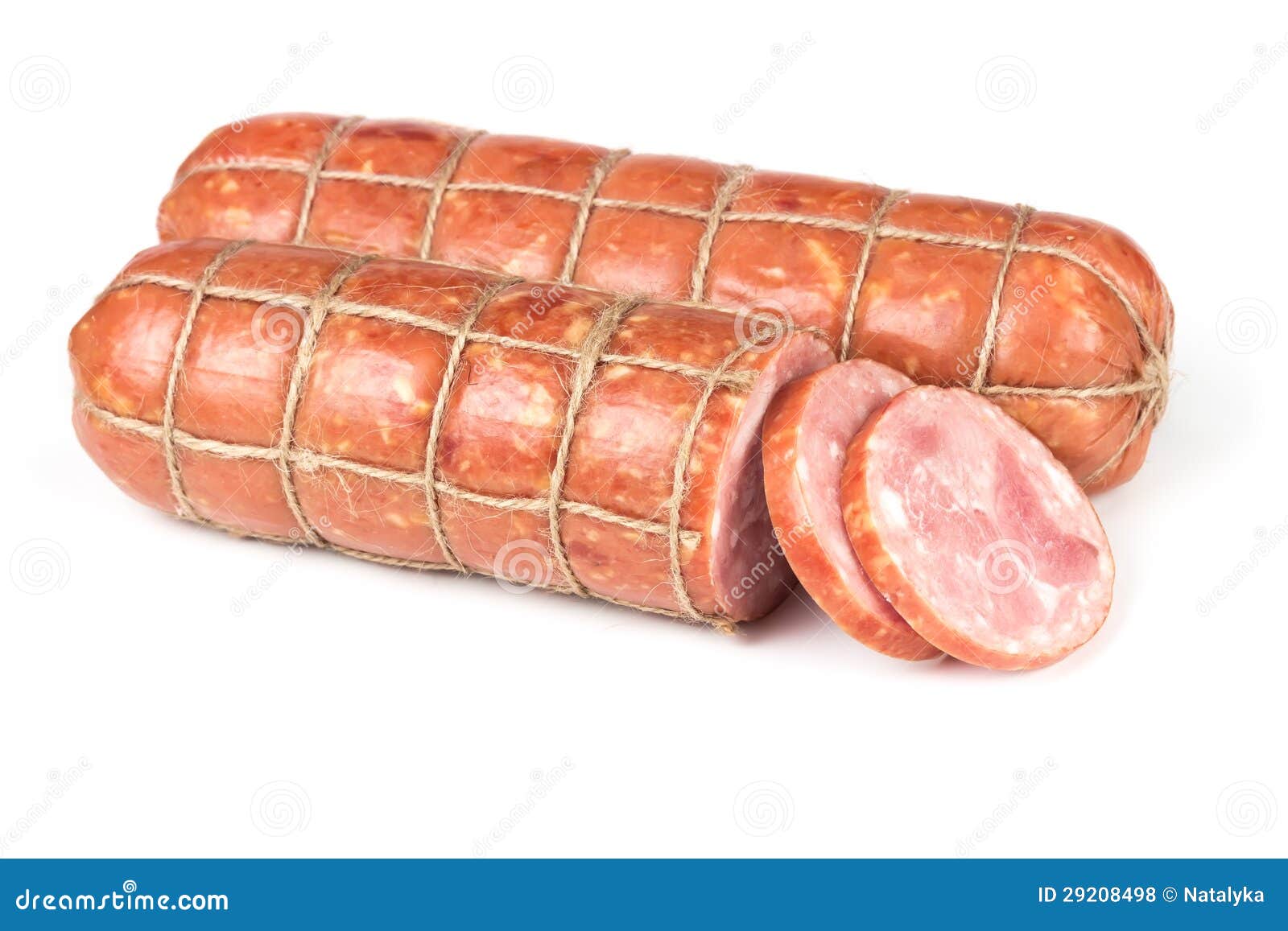 Smoked Sausage, Tied with Thread Stock Photo Image of dinner, cafe