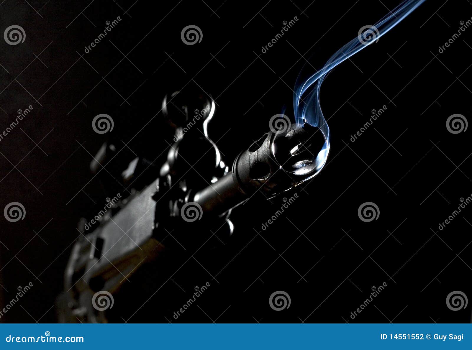 Smoking assault rifle stock photo. Image of muzzle, dark 14551552