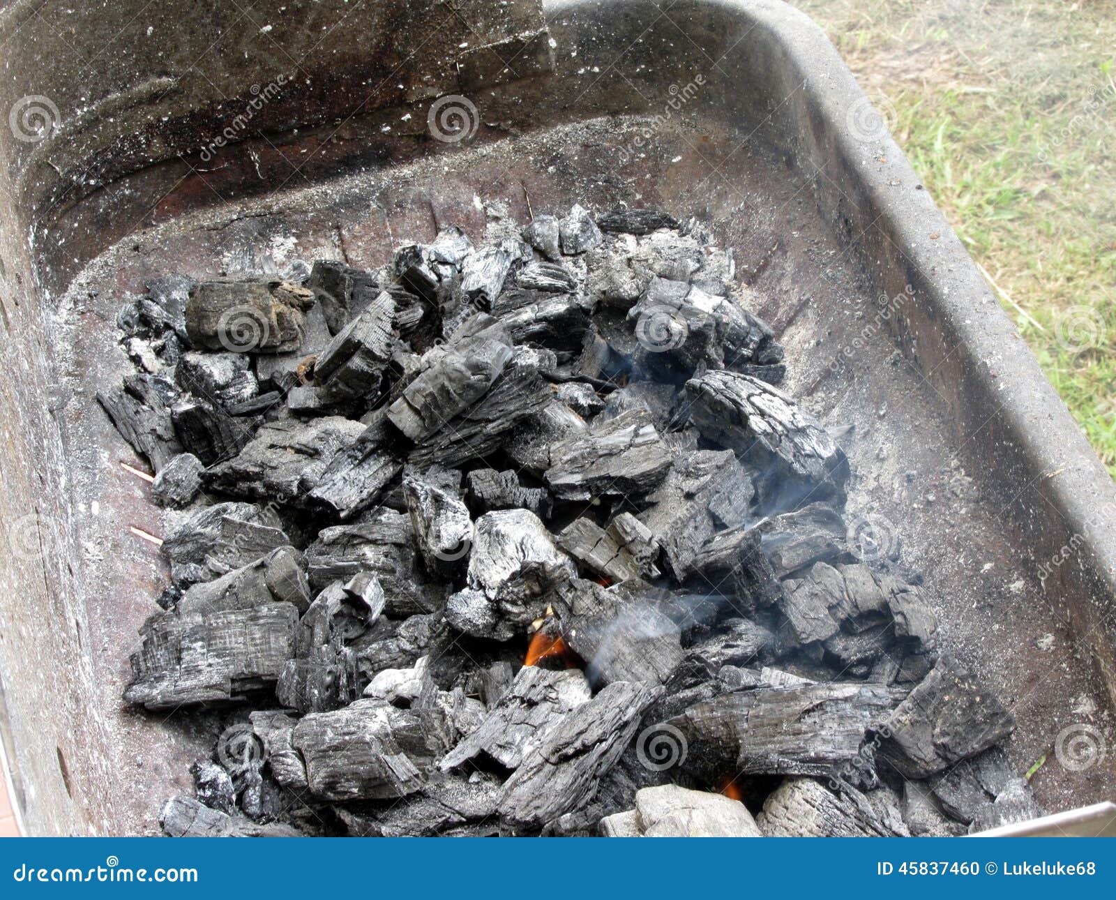 Smoking Burning Charcoal on Barbecue Stock Photo Image of structure
