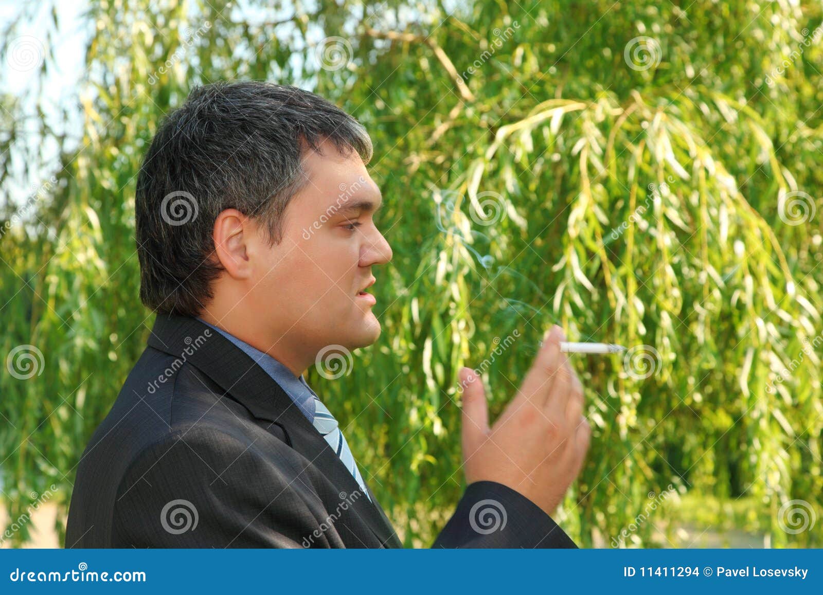 Smoking Businessman Outdoor in Summer Stock Photo Image of face