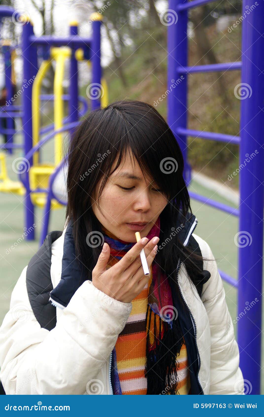 Smoking Chinese Girl Stock Image Image Of Cigarette Outdoor 5997163