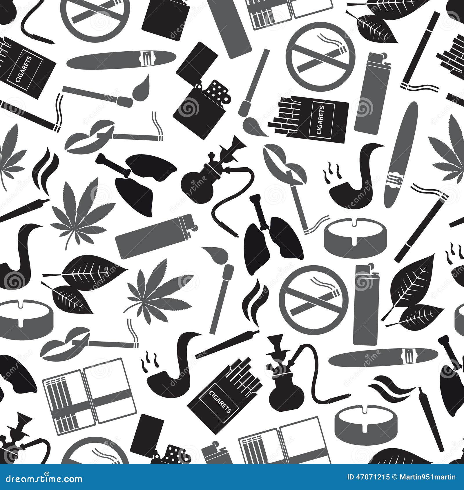 Smoking and cigarettes simple black icons pattern eps10