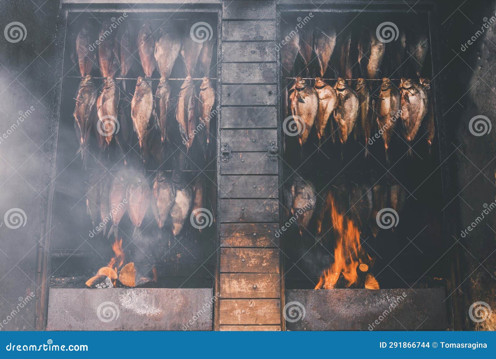 Smoking Fish in a Smokehouse. Stock Photo Image of eating, fishing 291866744