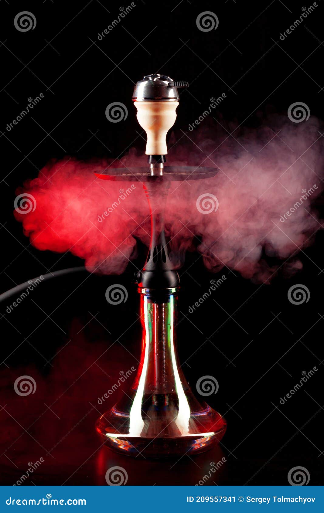Smoking Hookah on Black Background with Color Fog Stock Image Image of club, black 209557341