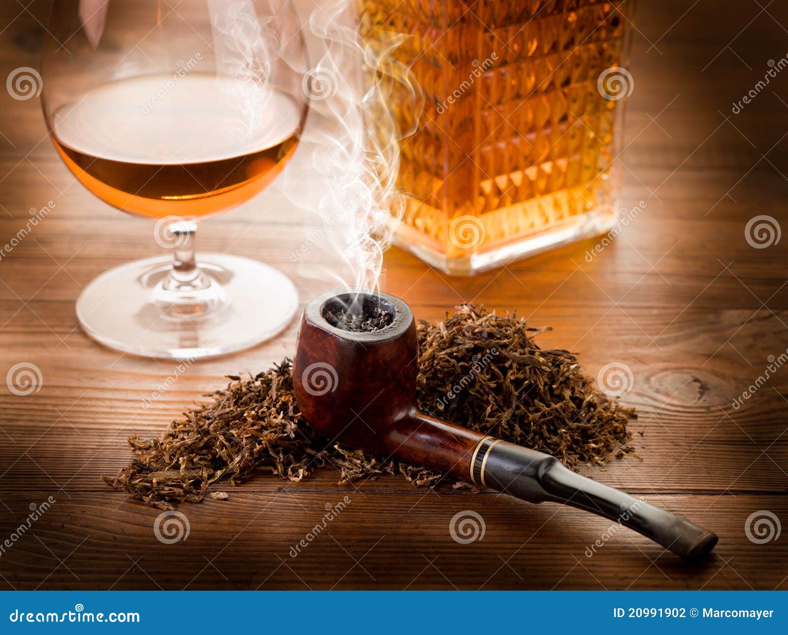 Smoking pipe and liquor stock photo. Image of cognac 20991902