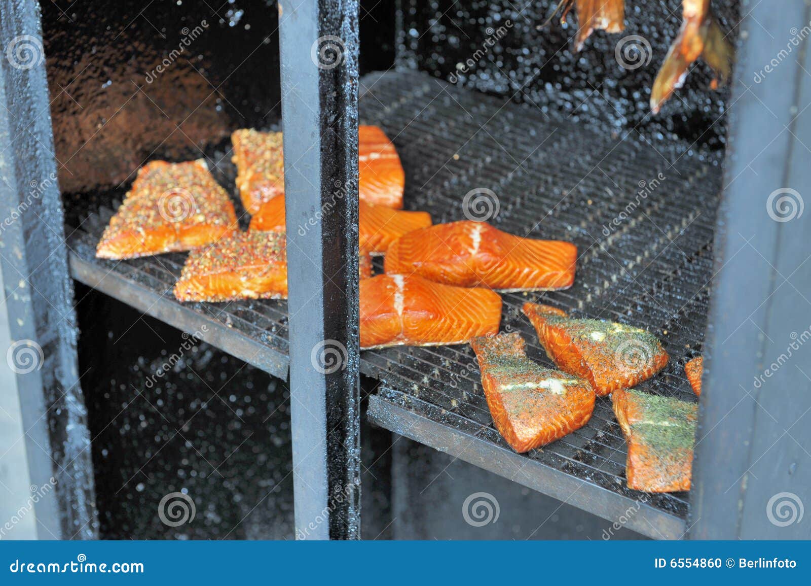 Salmon Fillets Seasoned Many Different Ways. RoyaltyFree Stock Image