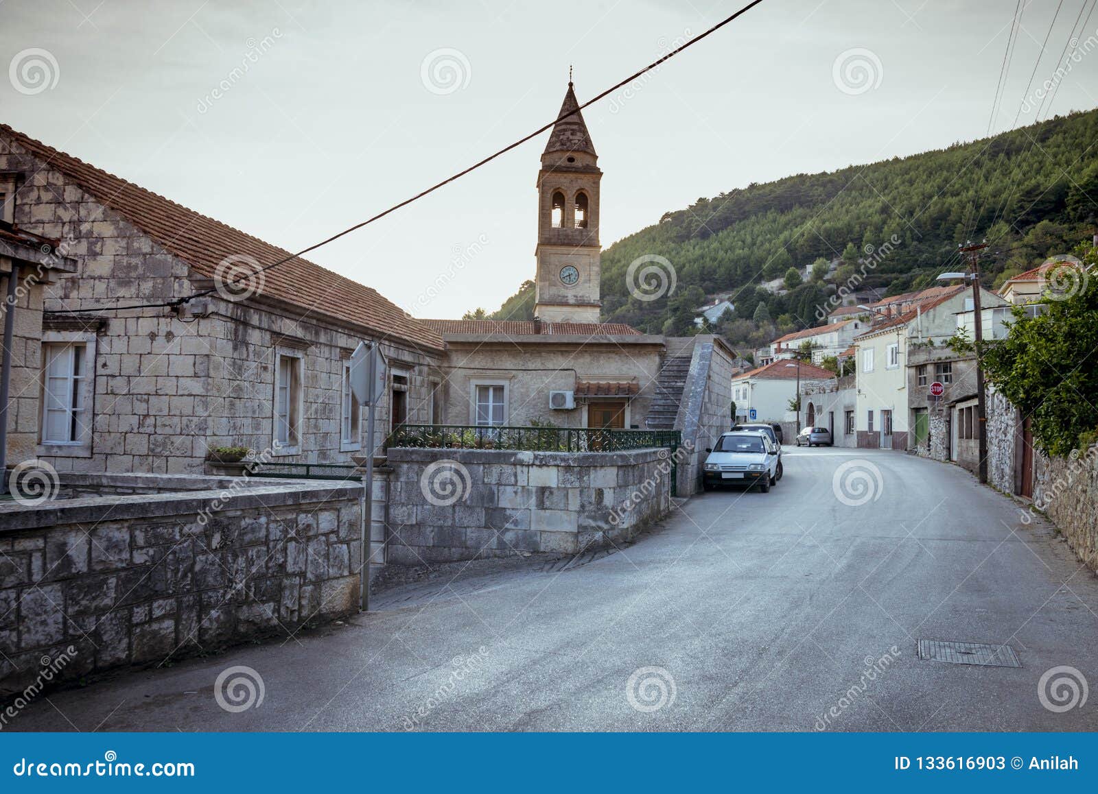 smokvica town on korcula island areal view, croatia