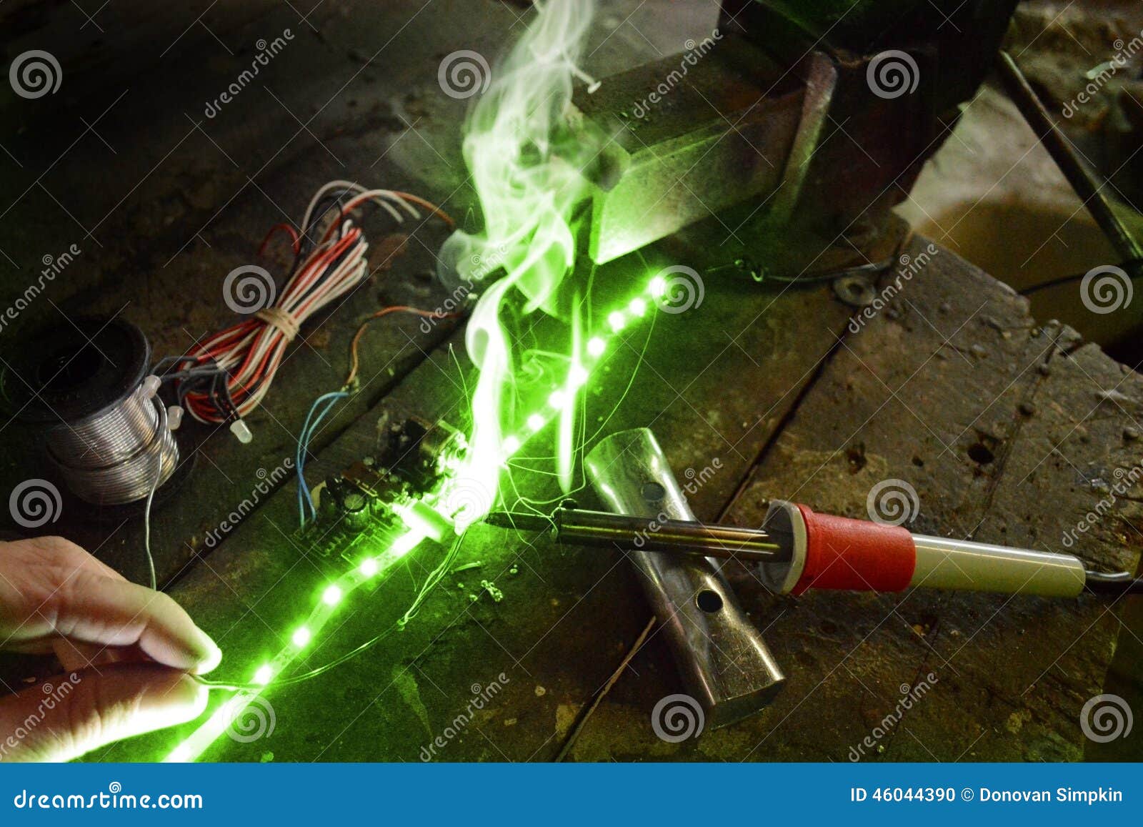 Smoky electronics stock photo. Image of soldering, service 46044390