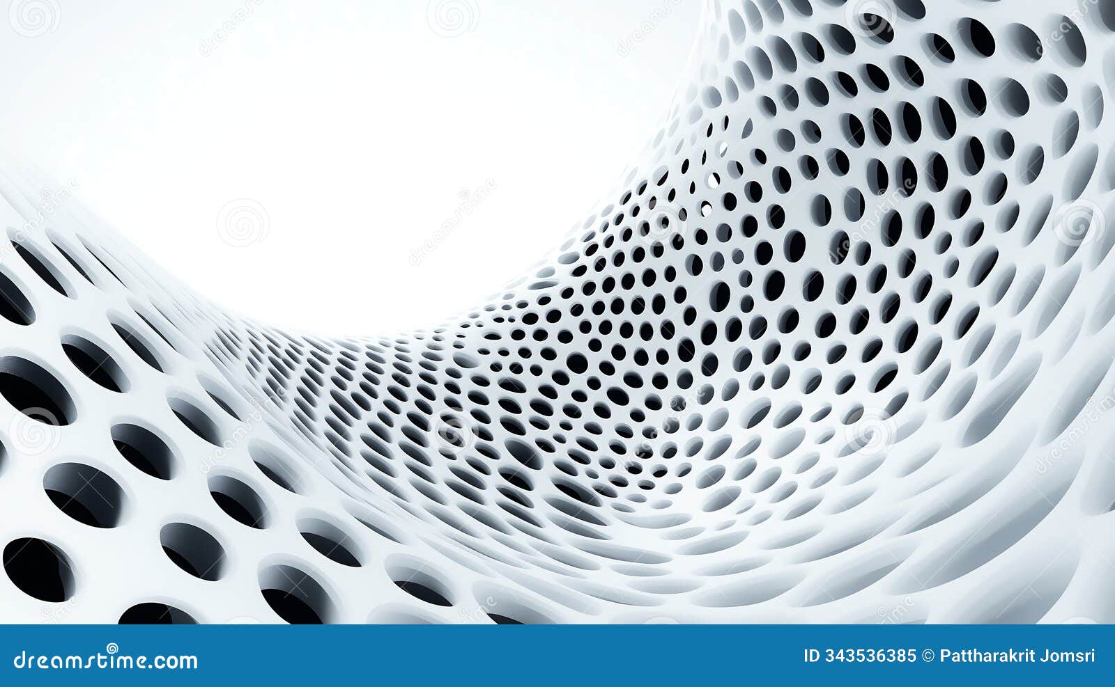 smooth, abstract background featuring wave like structure with pattern of circular holes, creating sense of depth and dimension.