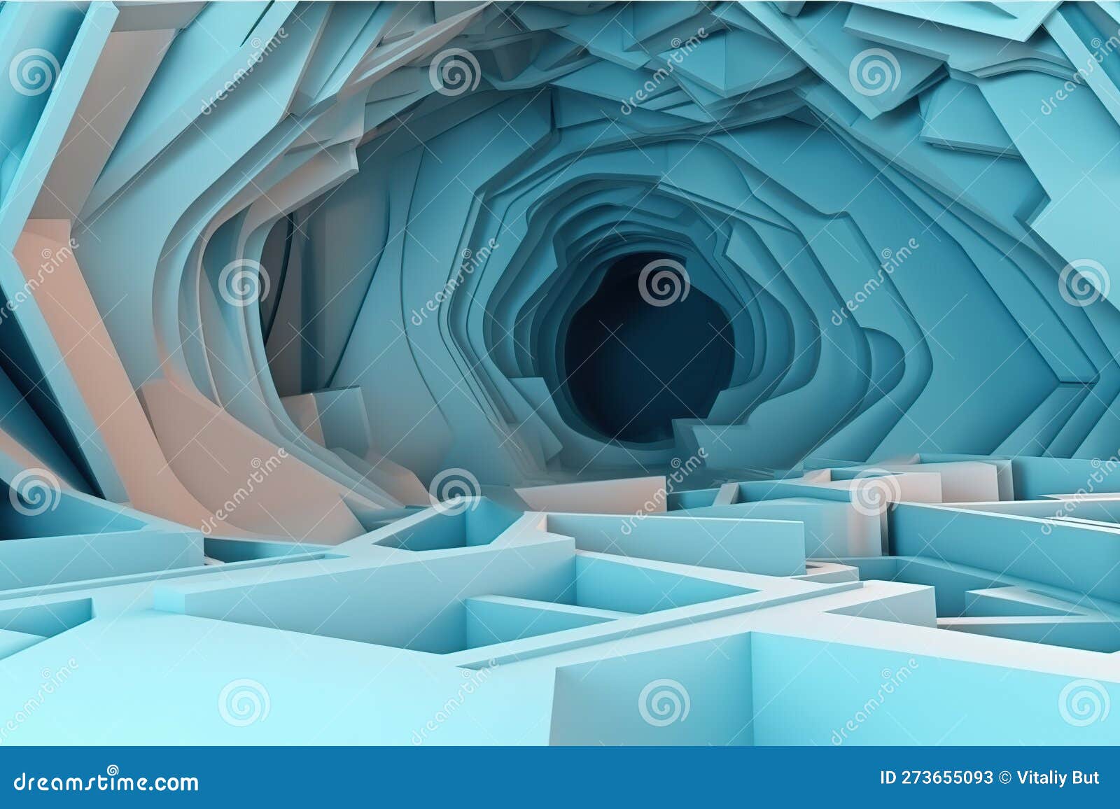 Blue Abstract Shapes Digital Art Made with Generative AI Stock Illustration Illustration of