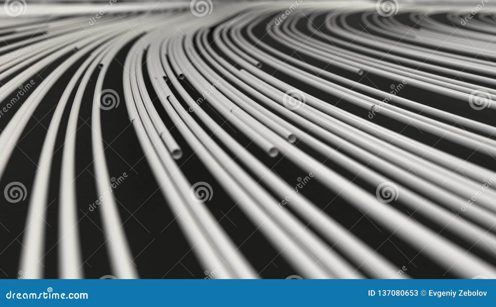 Smooth Curles from White Strings on Black Background Stock Illustration ...