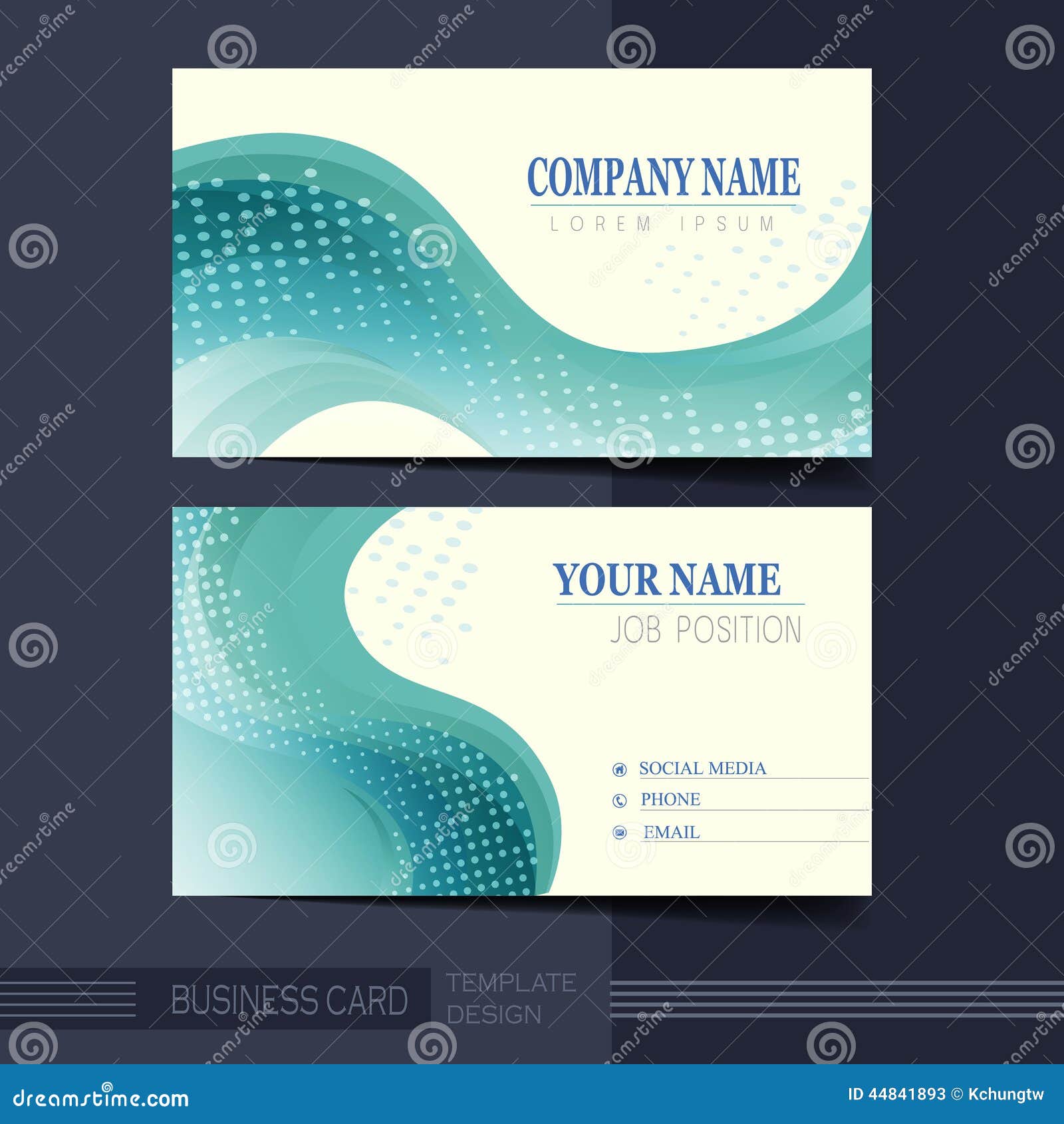 Smooth Curve Lines Background Business Card Template Stock Vector