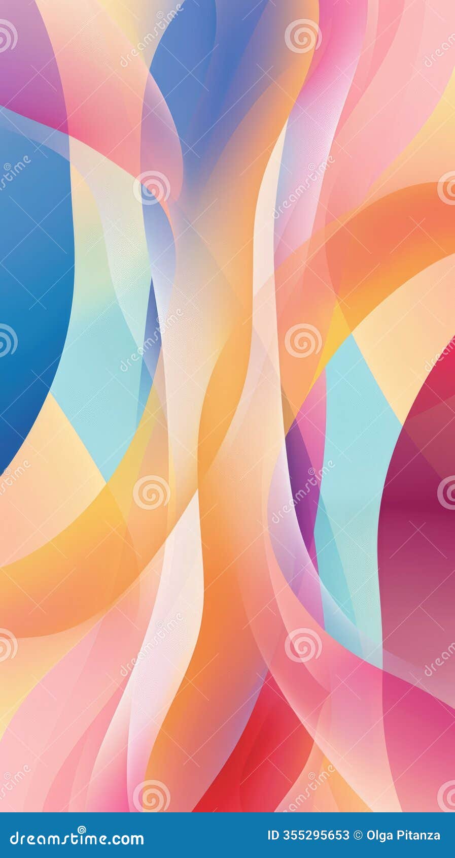 smooth flowing ribbons of gradient colors, blending pink, orange, and blue with a luminous and elegant effect
