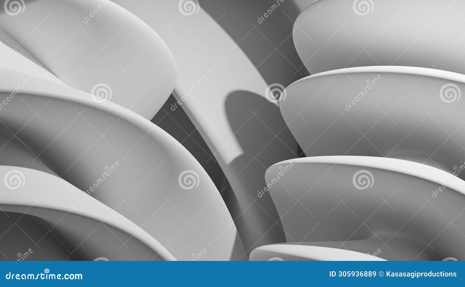smooth minimal black and white 3d modeled curves abstract background render.