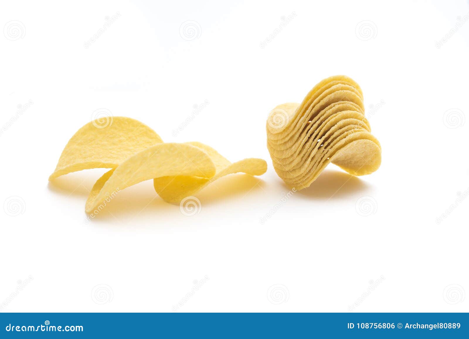 Smooth Potato Chips Perfect Shape Isolated on White Background Stock