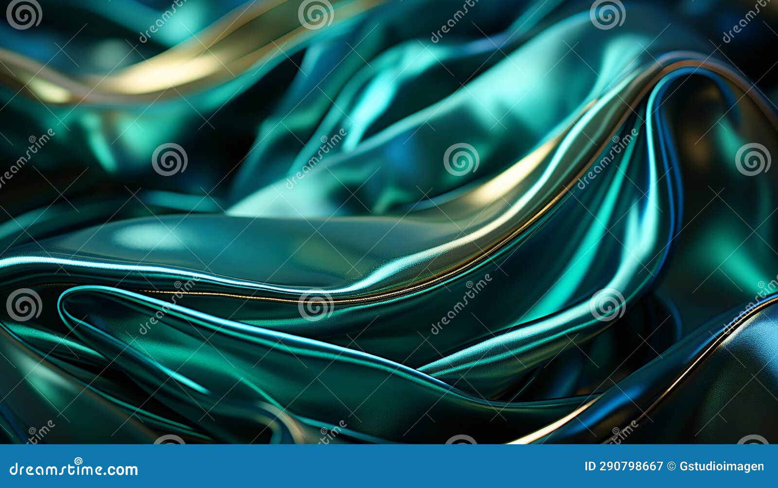 Smooth Silk Satin Material in Abstract Wave Pattern, Vibrant Colors