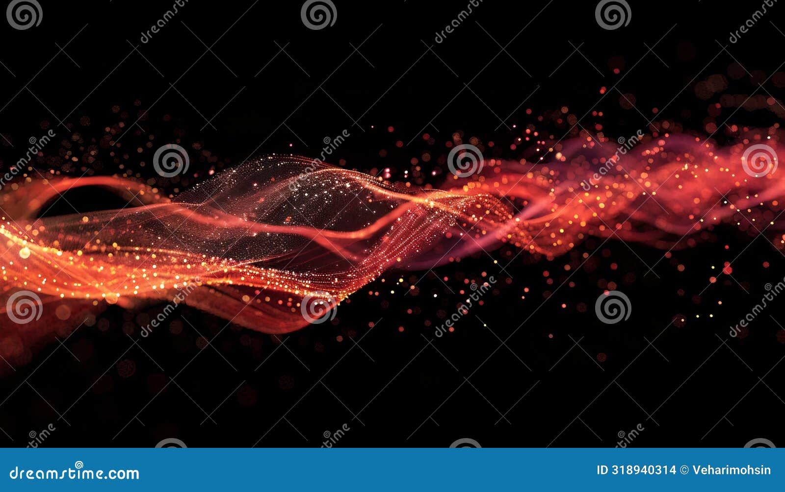 smooth smoke particle wave, big data techno background with glowing dots