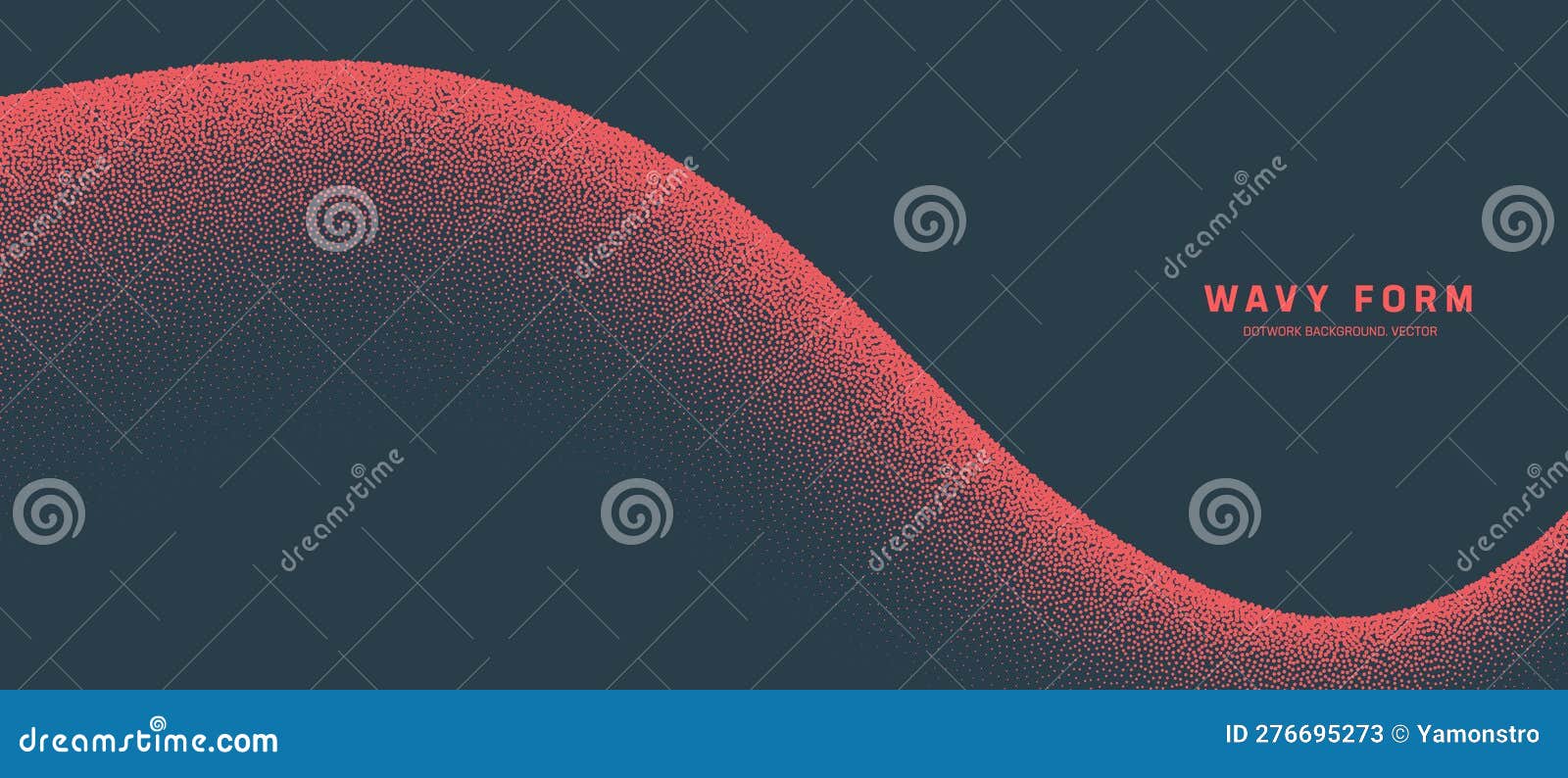 smooth wavy form  grainy curved border red dot work abstract background