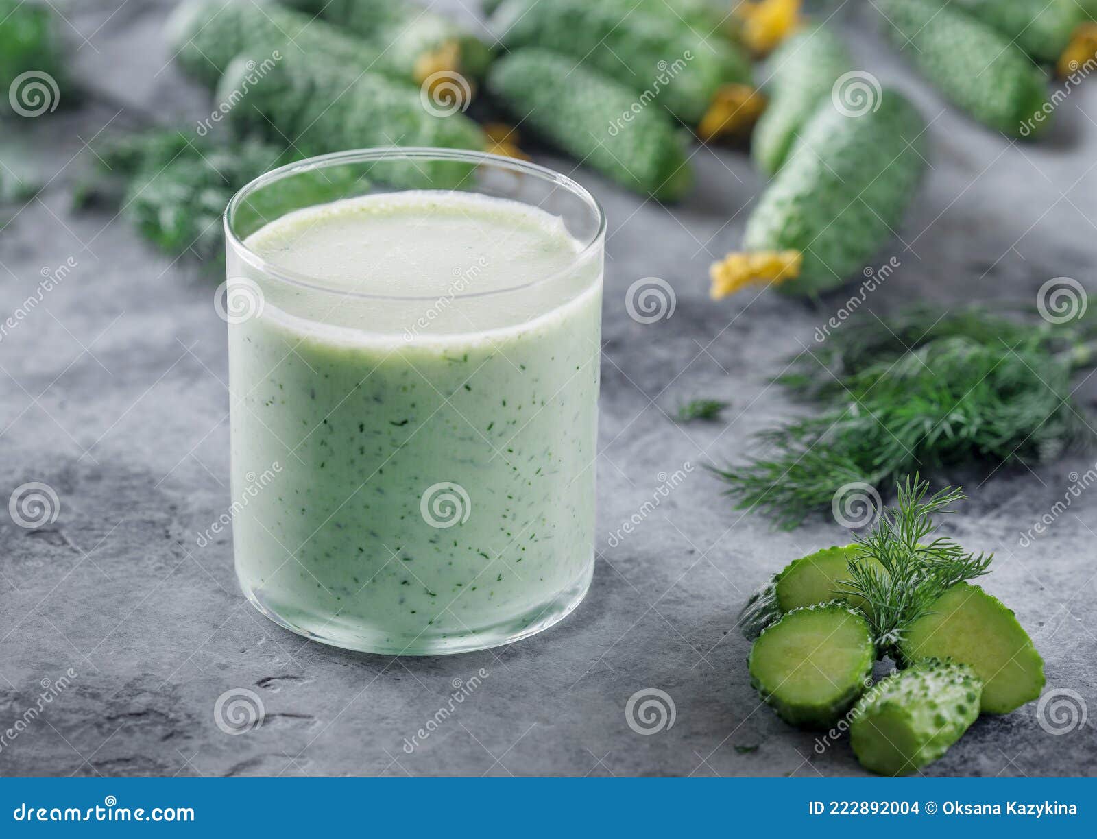 Smoothie with Kefir Dill and Fresh Cucumbers Stock Photo Image of
