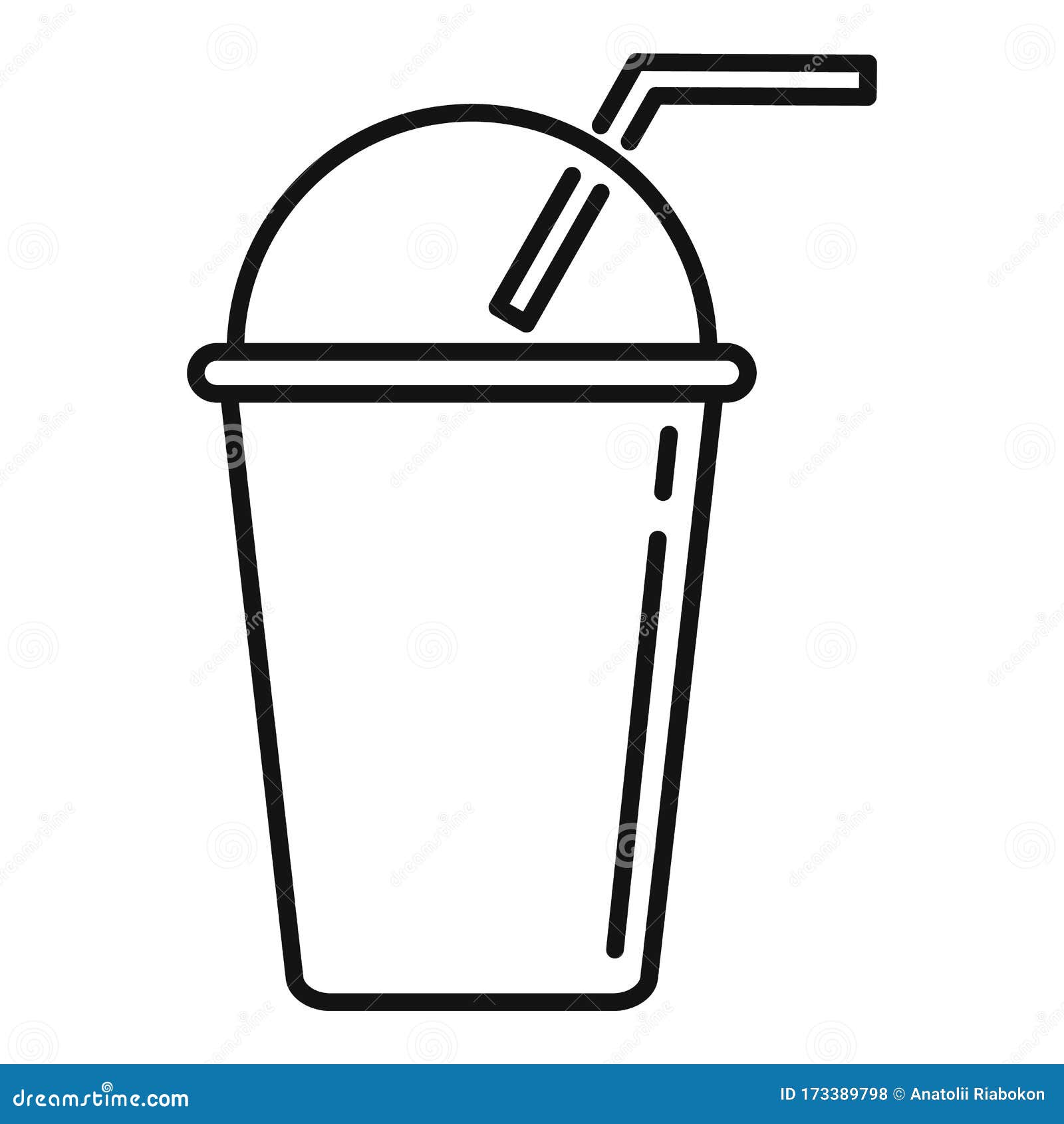 Smoothie Plastic Cup Icon, Outline Style Stock Vector - Illustration of