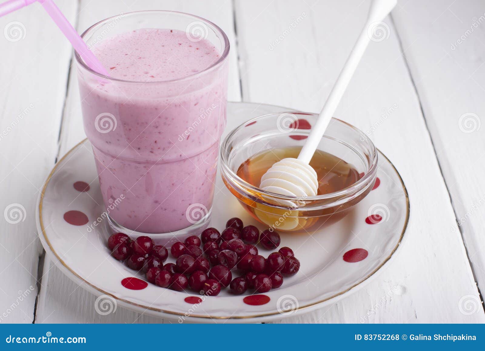 Smoothies from Frozen Cranberries with Honey Stock Photo Image of