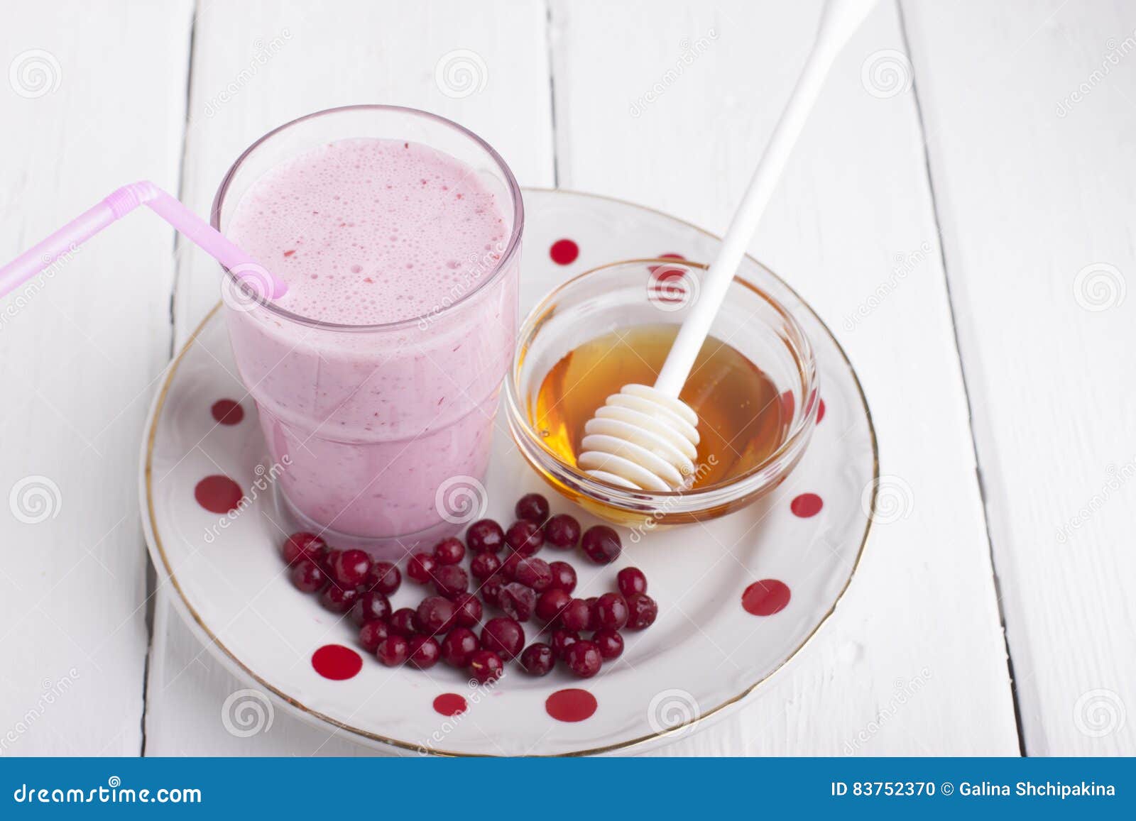 Smoothies from Frozen Cranberries with Honey Stock Photo Image of