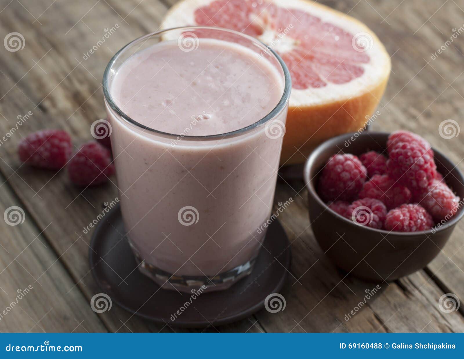 Smoothies with Frozen Raspberries and Grapefruit Stock Photo Image of