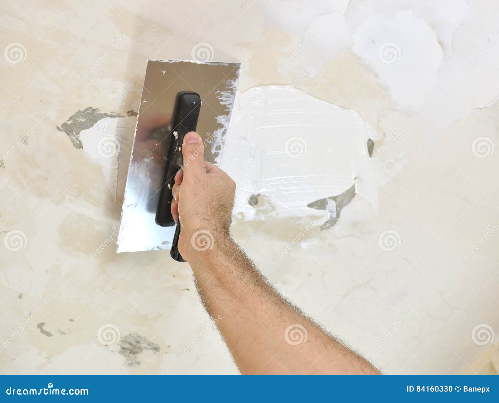 Smoothing A Ceiling Stock Photo Image Of Hand Smooth
