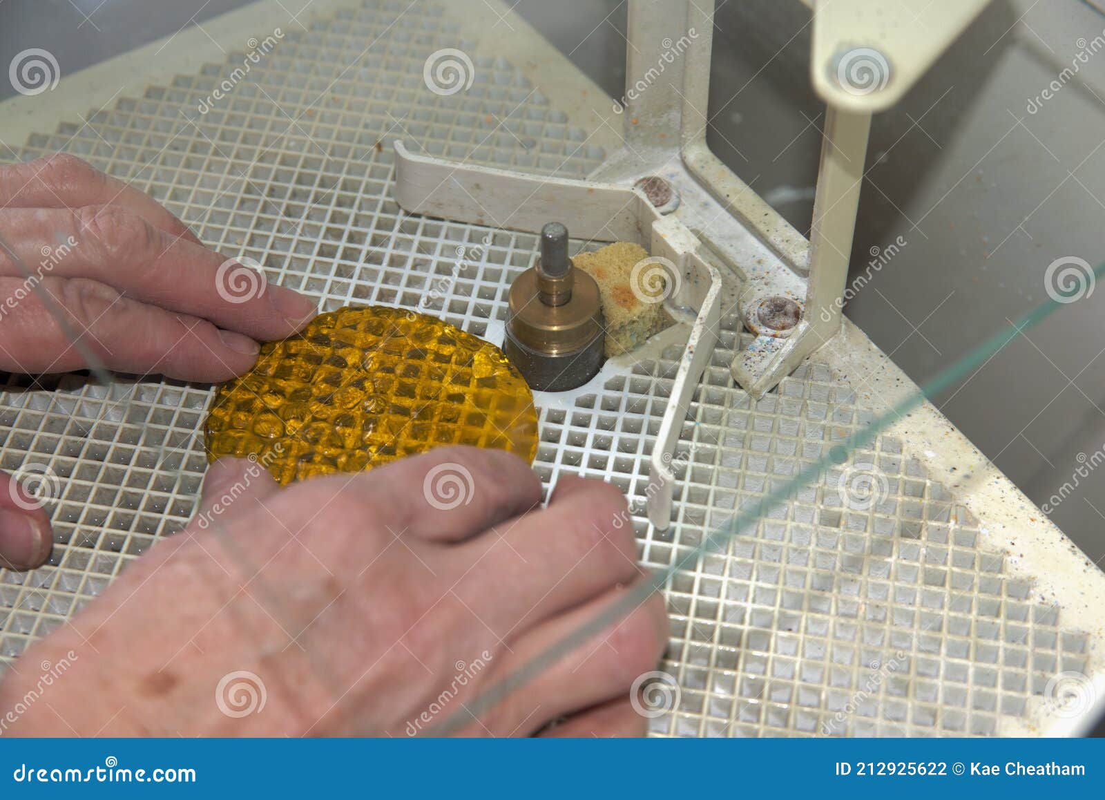 Smoothing Edges of Cut Glass with a Grinder Stock Photo Image of