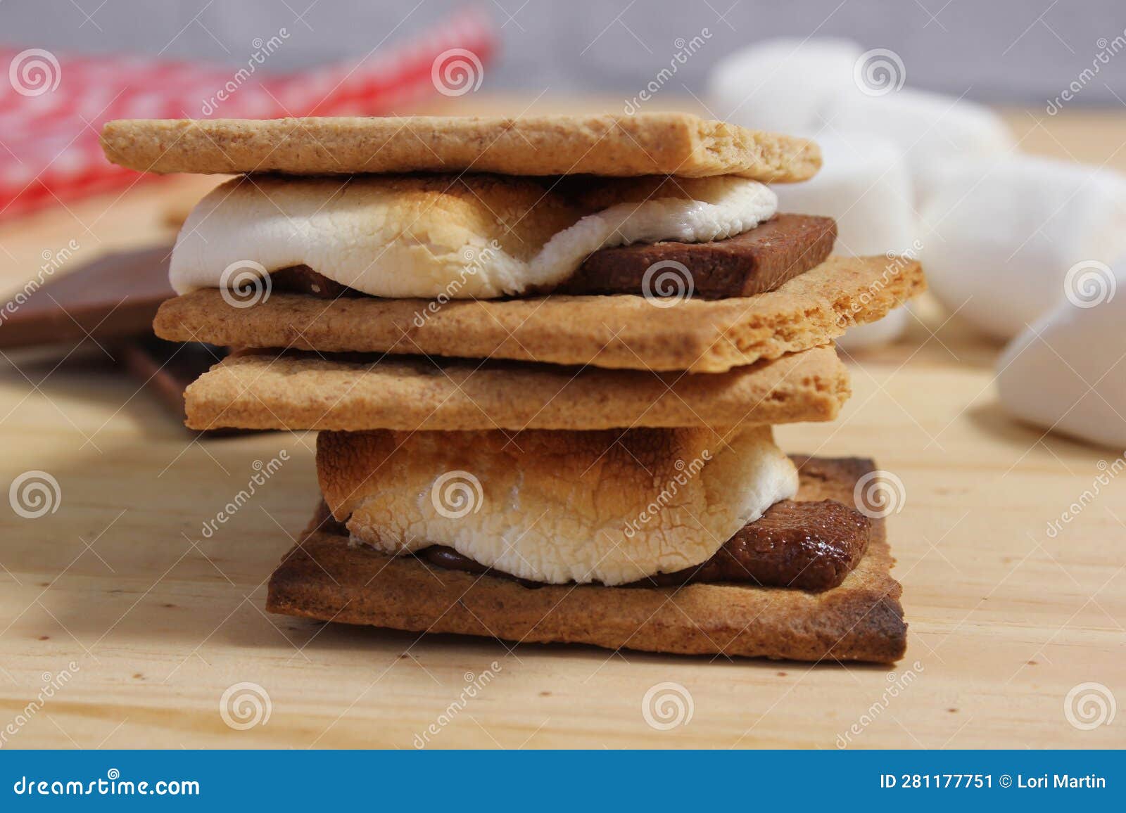 Smores. Marshmallow with Chocolate and Graham Crackers Stock Image