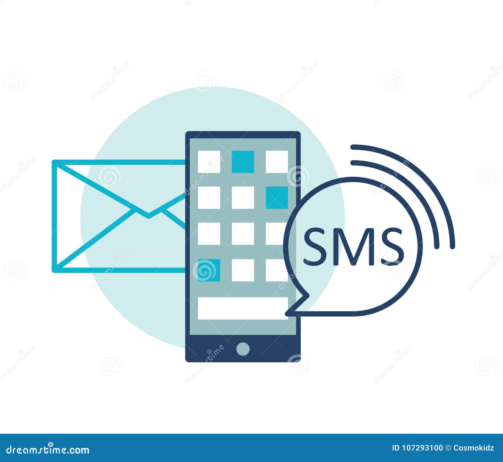sms, email notification for smartphone  icon