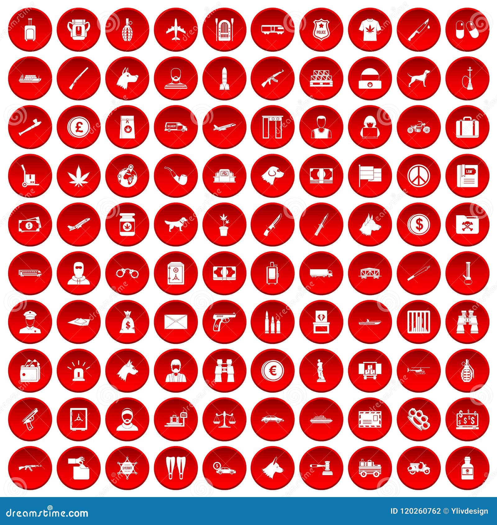 100 smuggling icons set red