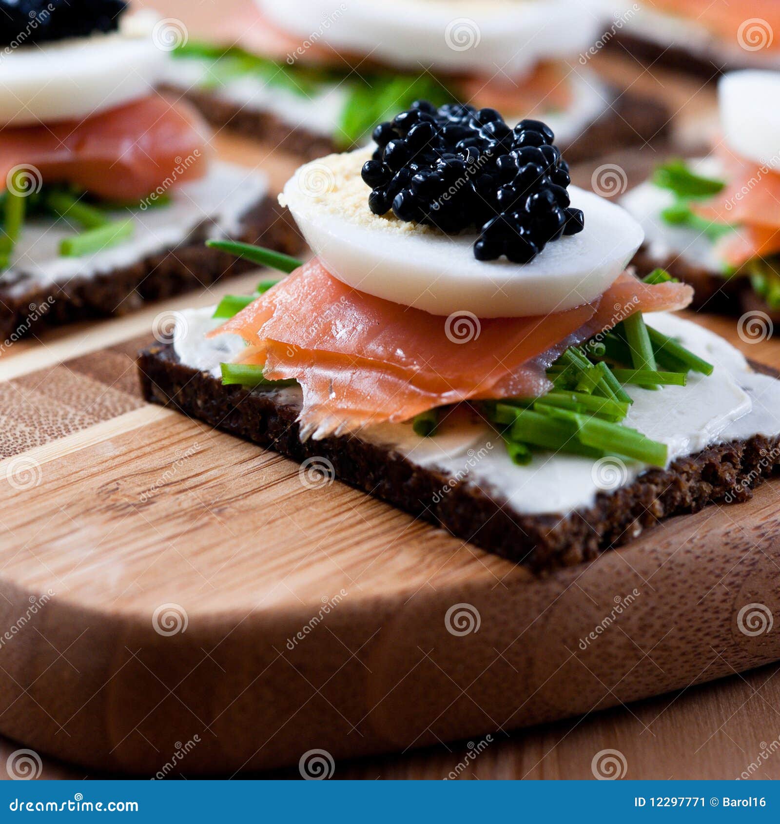 snack with caviar and salmon