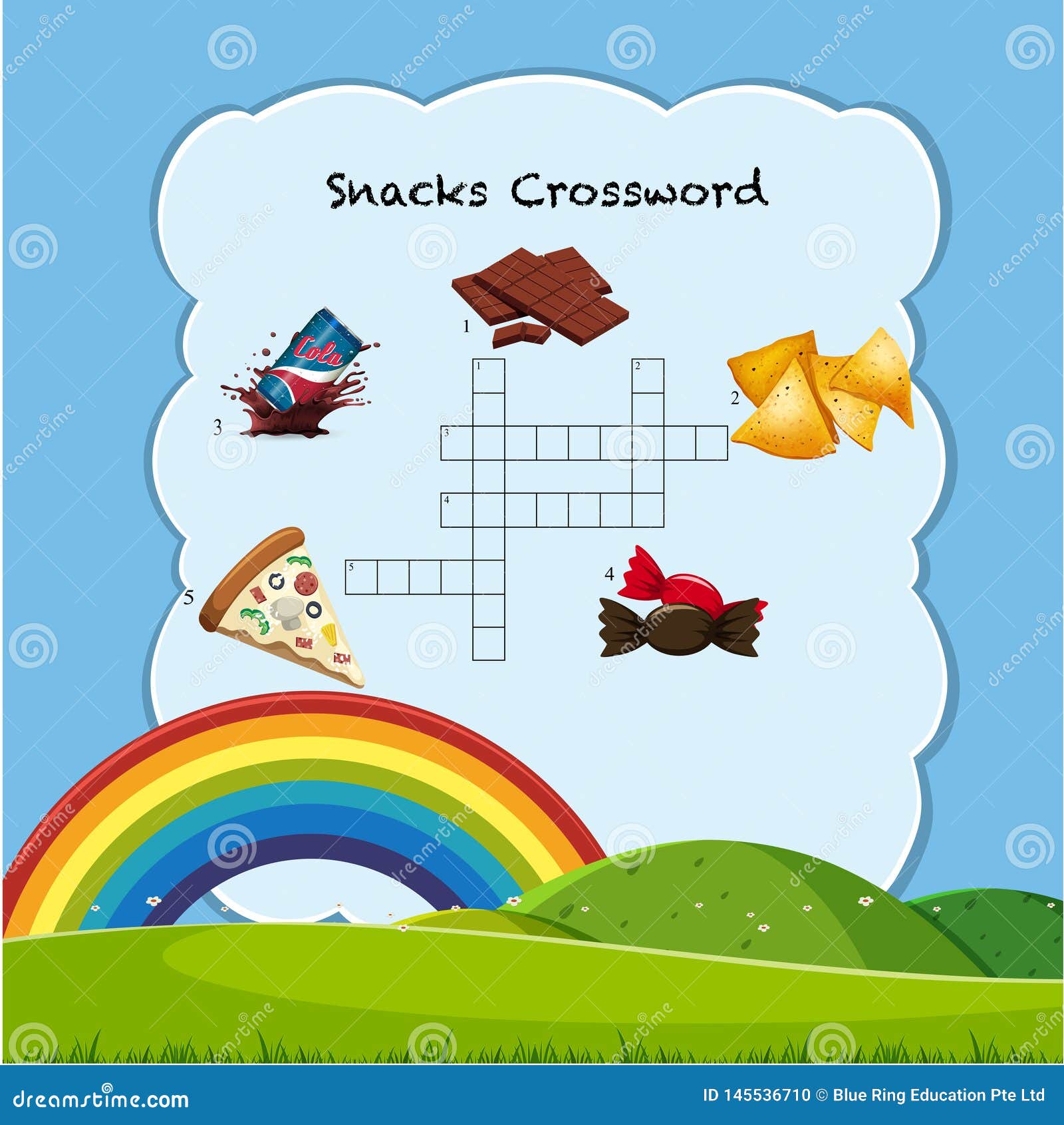 Snack Crossword Game Template Stock Vector Illustration of word