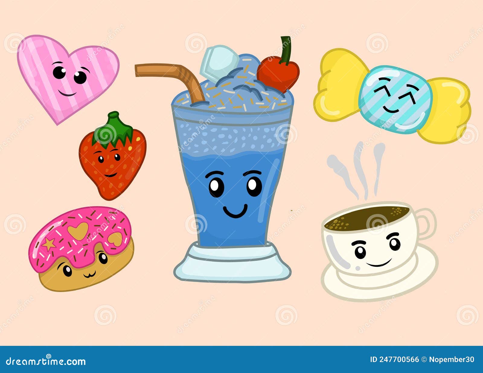 Snack kawaii vector stock vector. Illustration of cartoon 247700566