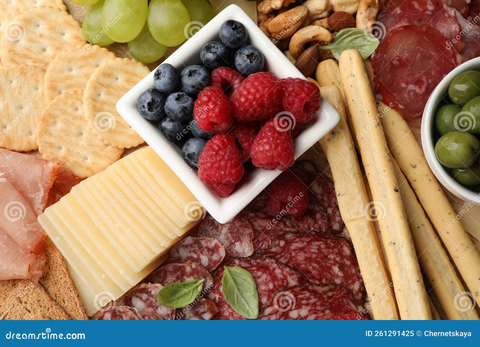Snack Set with Delicious Parmesan Cheese, Top View Stock Image Image