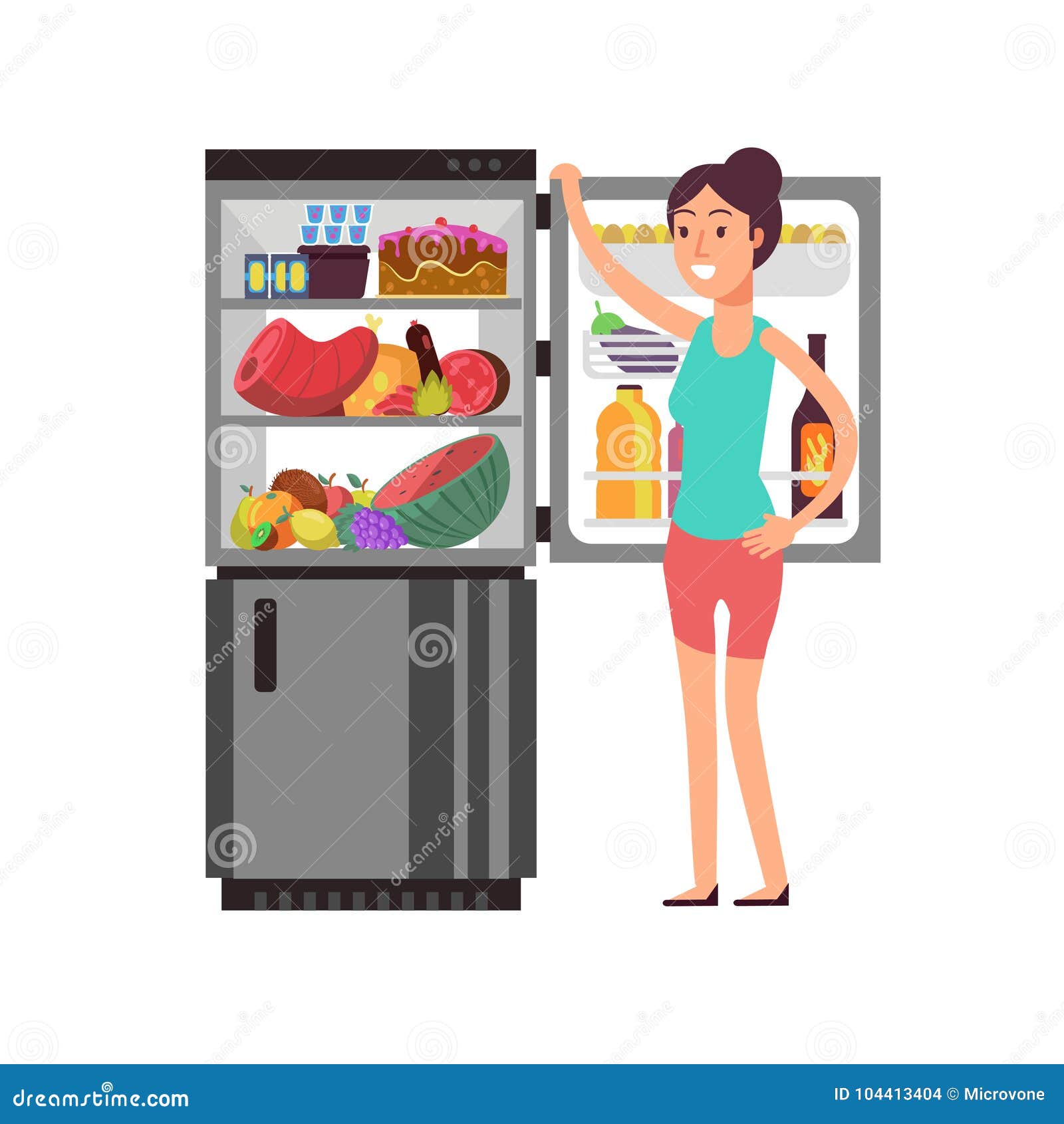 Холодильник с продуктами вектор