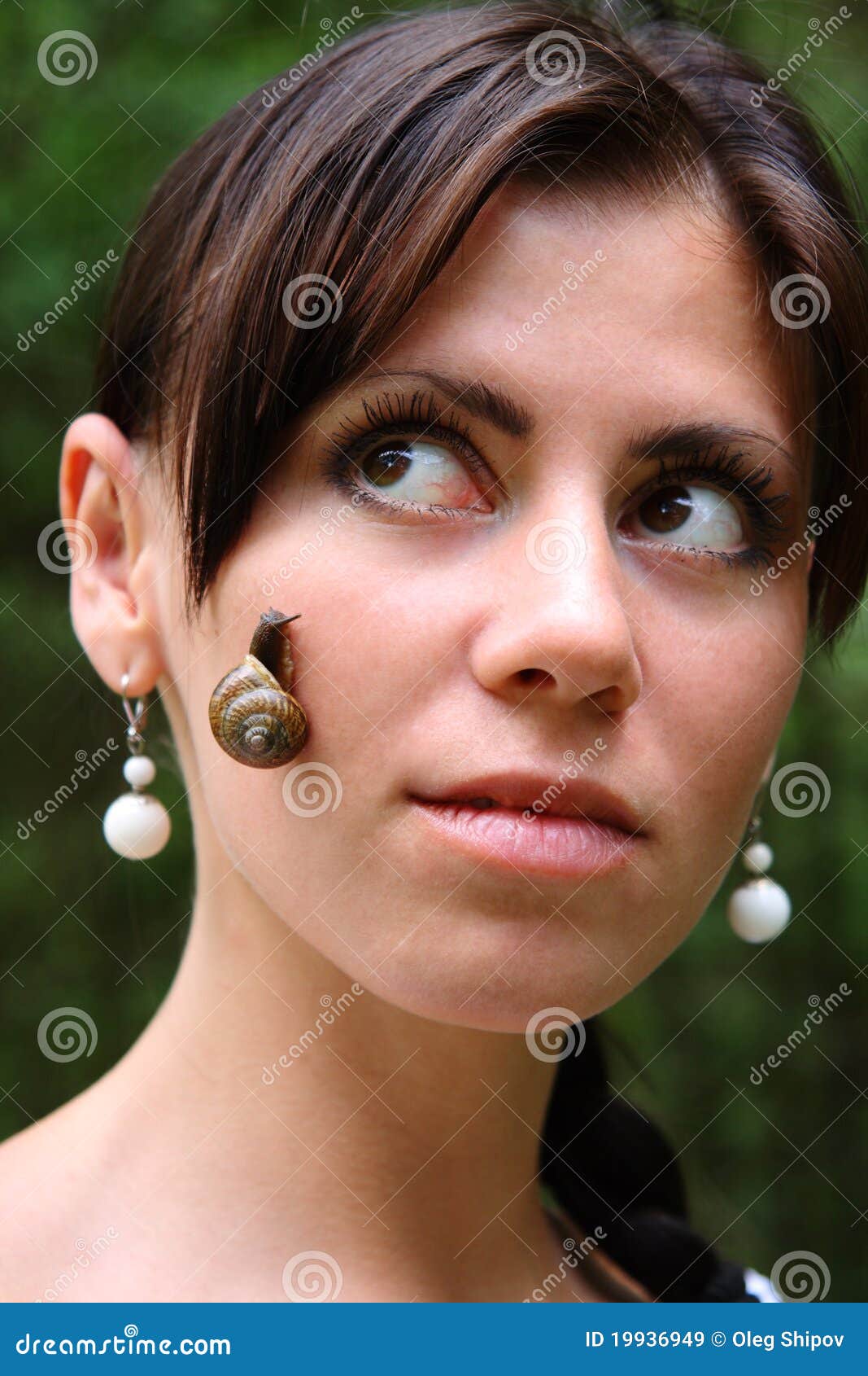 Snail on face stock image. Image of summer, nature, humor 19936949