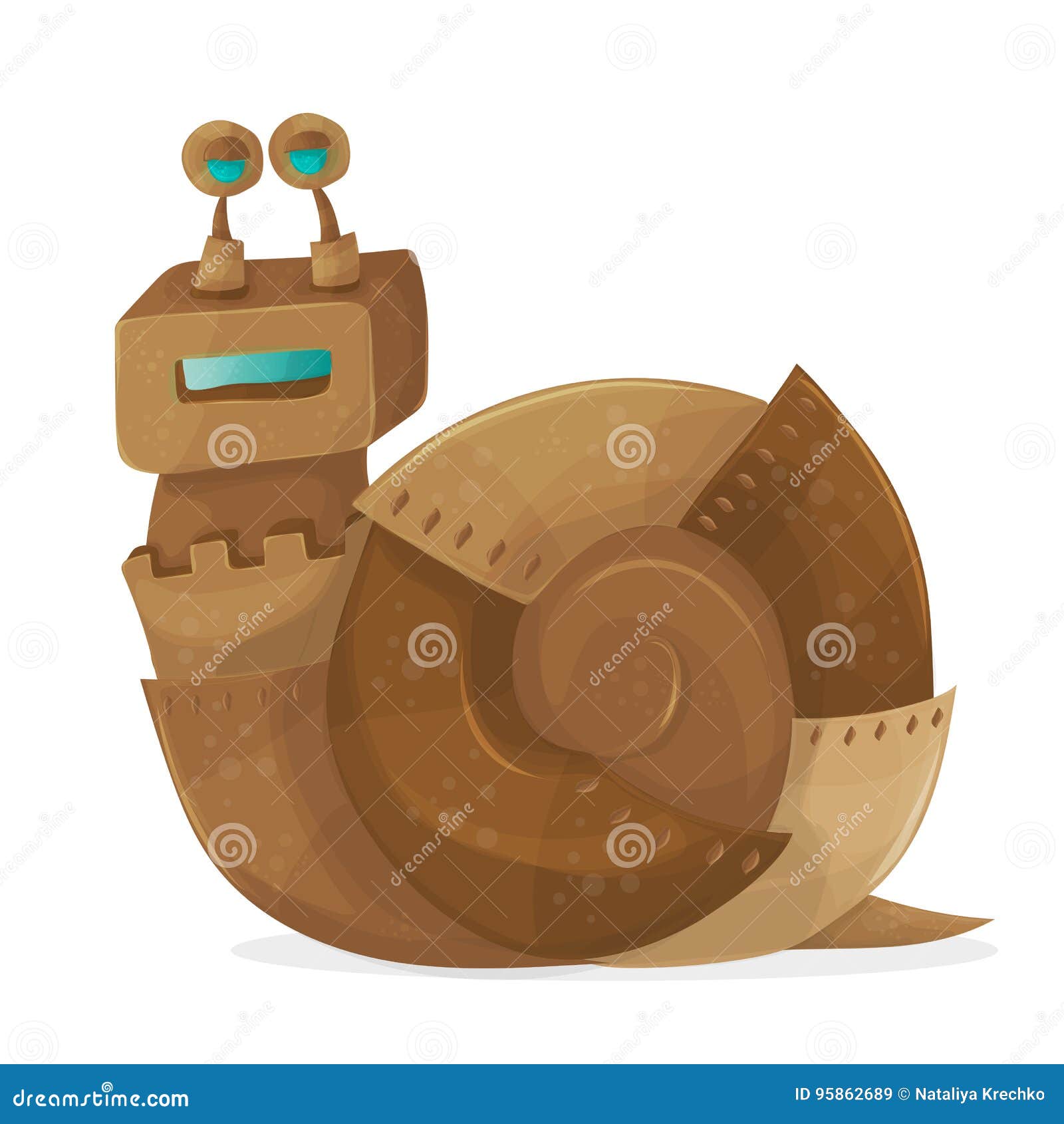 Snail Robot Cartoon Vector Illustration Stock Vector Illustration of